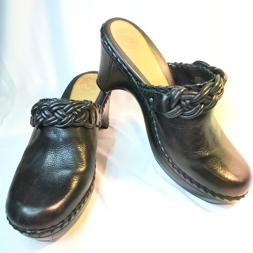 Nurture Black Sophia Braided Leather Clogs Mules Shoes Women’s size 9 1/2 Medium